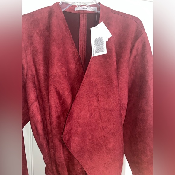 NEW Just Fab Faux Suede Orange Spice Waterfall Long Coat Size 2X - Picture 15 of 16